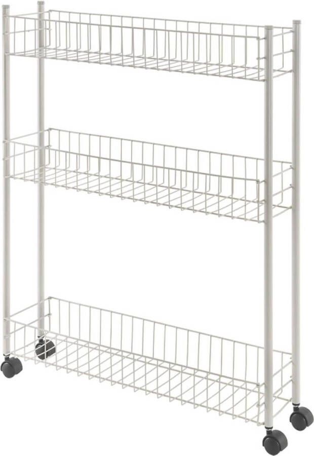 Fino Multi-Purpose Trolley 3 Floors Metal White 16 x 60 x 72 cm Robuust en Praktisch