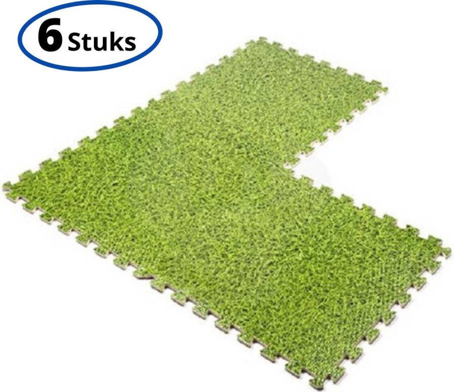 Fitness Puzzel Foam Mat Set 6 Stuks Puzzelmatten Vloermatten Fitnessmatten Vloerbeschermer Zwembad Vloer Tegels geschikt voor Intex 40 x 40 x 1 cm Gras Groen