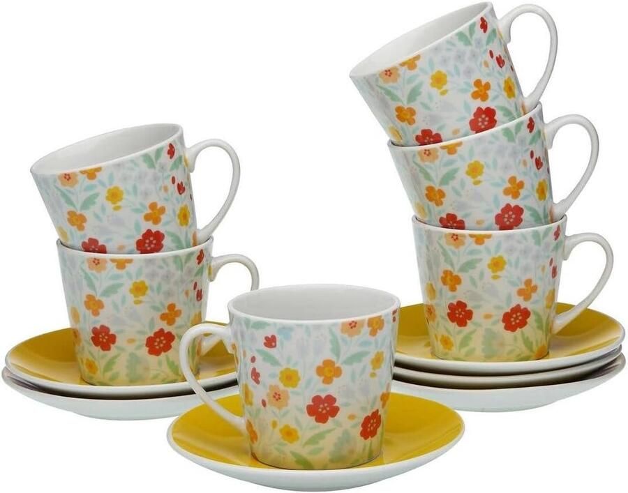 Flanders koffiekopjes set van 6 porselein Koffiekopjes set van 6