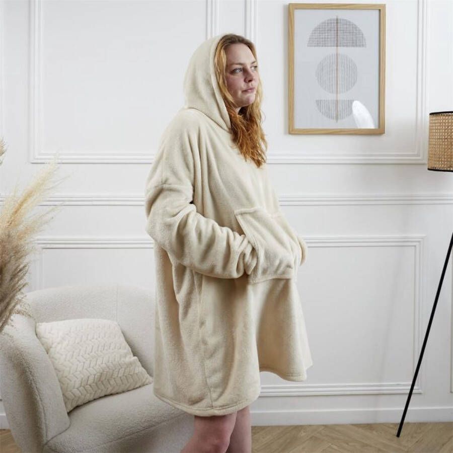 CASA DI ELTURO Flanellen fleece Oversized Hoodie plaid Beige One Size