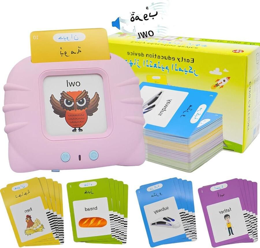 Flashcards Arabic Learning Toys 3-12 jaar Pocket Vocab Audible Flashcards Educational Arabic Talking Toys 255 stuks 510 woorden kat blauw
