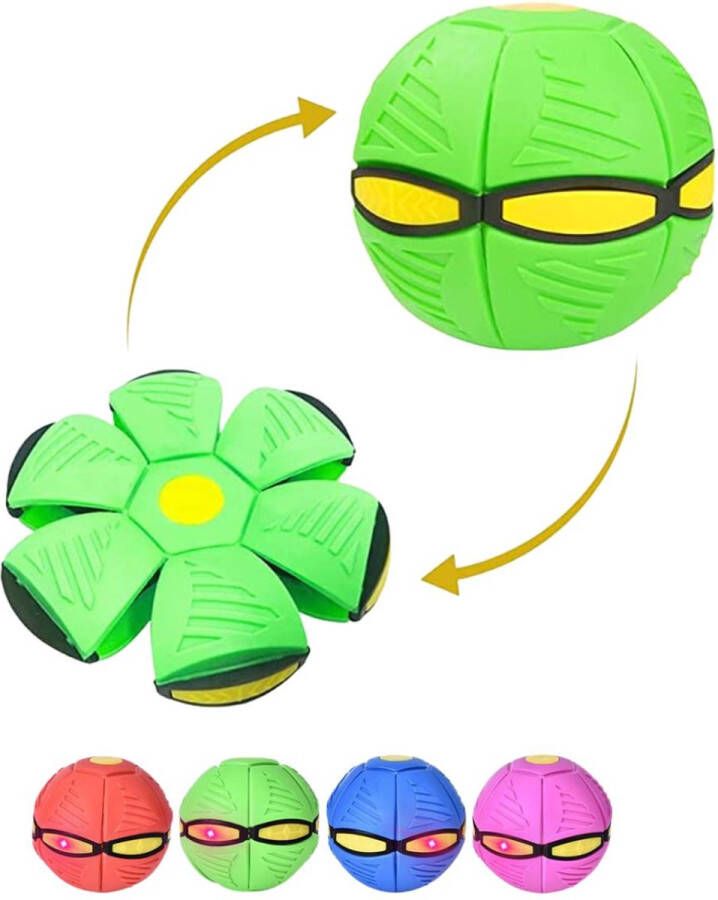 Flat ball disc groen UFO Bal Kinderen Frisbee- UFO bal met lichtjes – LED – Flying saucer ball – Flat ball disc – Schijf – Speelbal – Strandbal Niet voor dieren