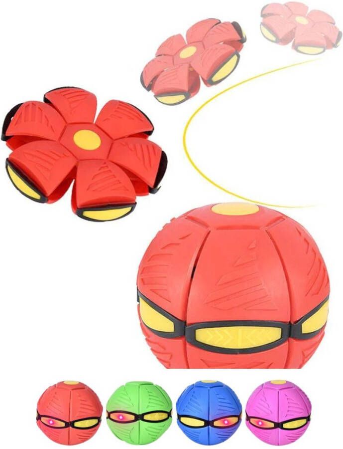 Flat ball disc rood UFO Bal Kinderen Frisbee- UFO bal met lichtjes – LED – Flying saucer ball – Flat ball disc – Schijf – Speelbal – Strandbal Niet voor dieren