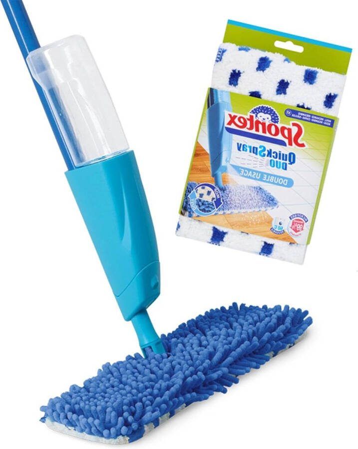Flat Spray Mop voor Laminaat Hout en Tegelvloeren met Wasbare Pads Quick Spray Duo Mop