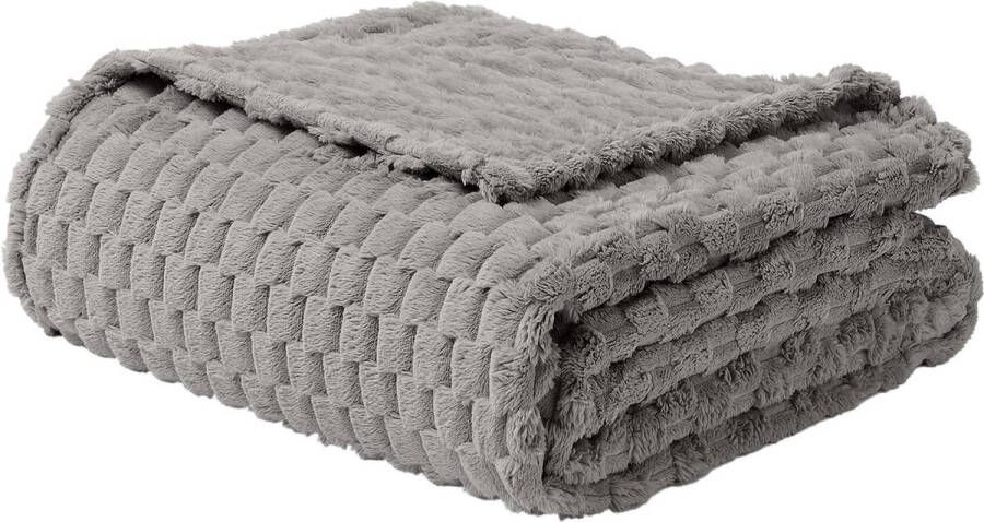 Fleece knuffeldeken extra zachte wollige dekens lichte gezellige microvezel bankdeken wollen deken voor kantoor stoel en camping 150 x 200 cm grijsachtig
