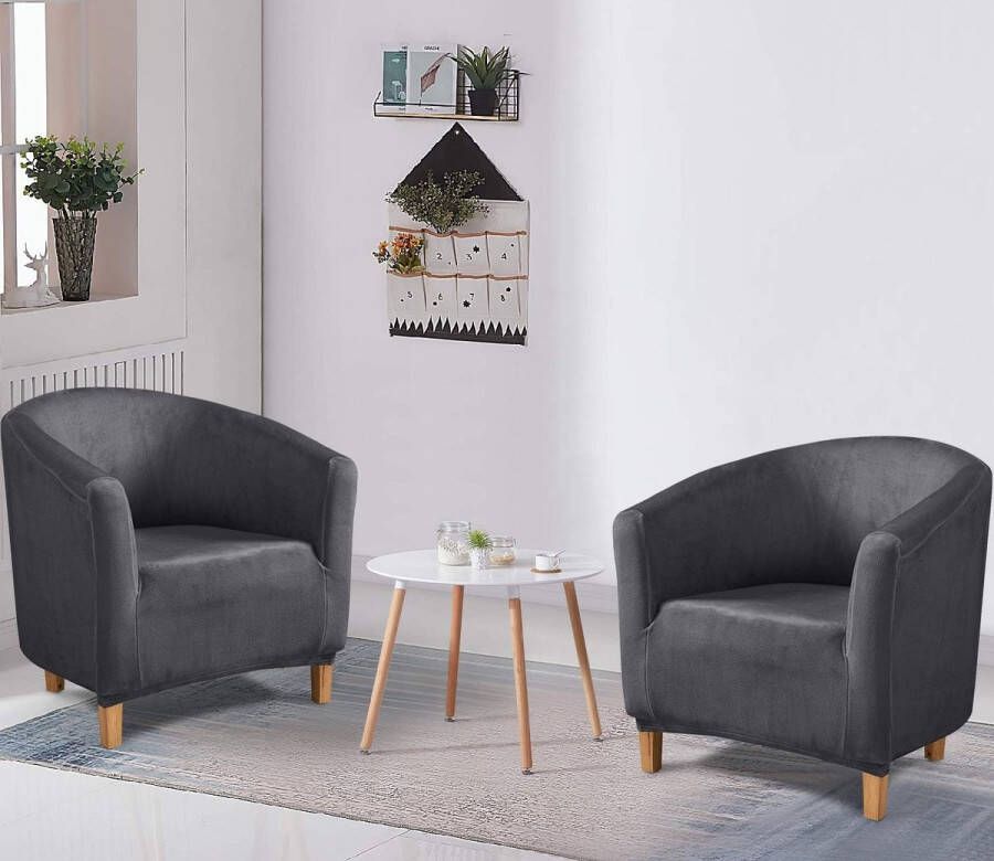 Fleece kuipstoelhoezen fluwelen pluche kuipstoel hoezen moderne fluwelen pluche kuipstoel hoes Meubelbeschermer hoes Bankhoes voor kuipstoelhoes (Tub Chair Grijs)