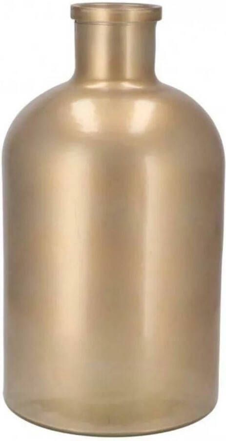 JECO Fles mat goudkleurig 36 cm metaal transparant decoratie fles vaas