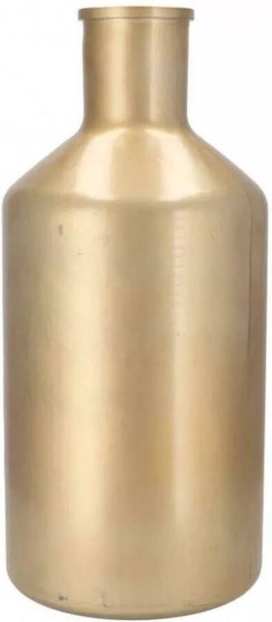 JECO Fles mat goudkleurig 51 cm metaal transparant decoratie fles vaas