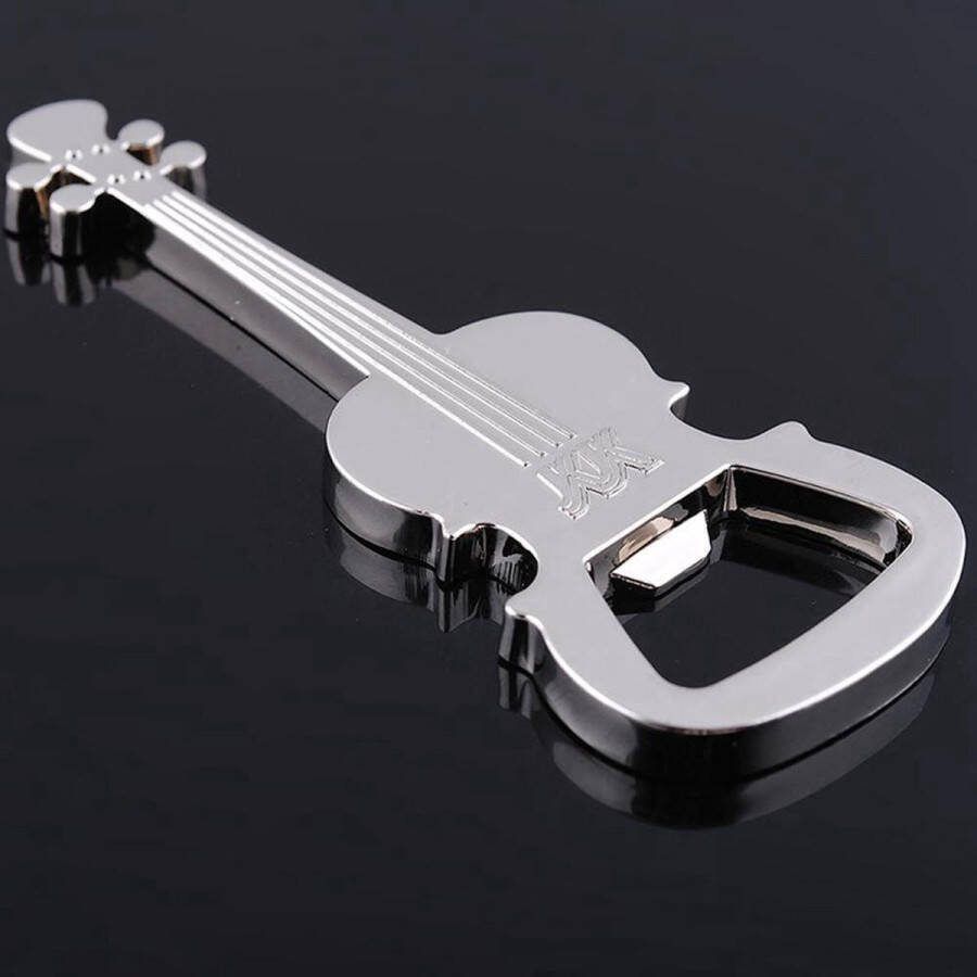 Merkloos Sans marque Flesopener Bieropener Gitaar Zilverkleurig