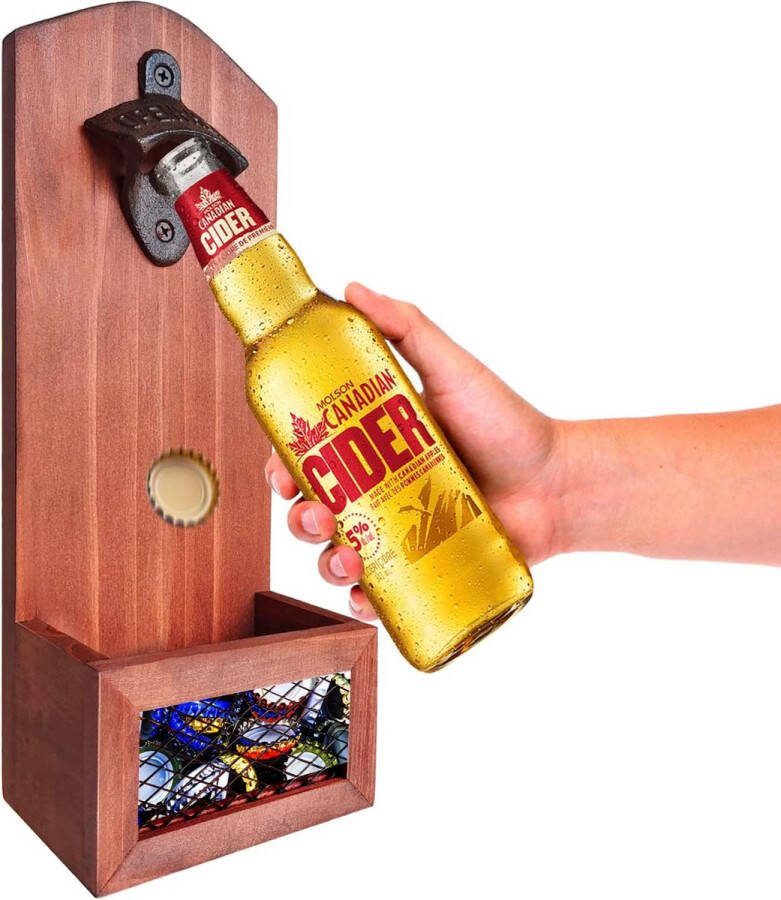 Flesopener Wandgemonteerde houten bieropener Gepersonaliseerde flesopener Bieropener