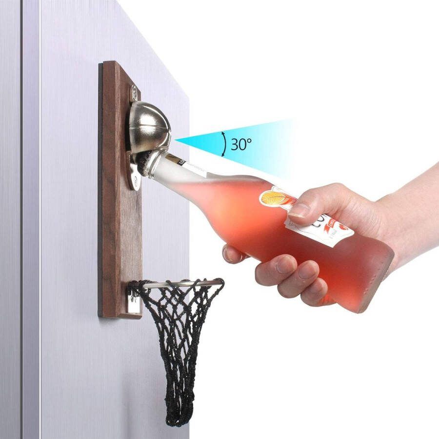 Flesopenerwand basketbalflesopener met opvangcontainer magnetische flesopener voor binnen en buiten
