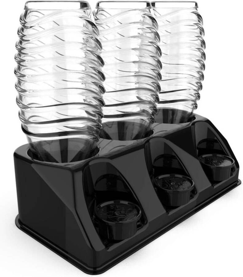 Flessenhouder 3 stuks hoogglans afdruiphouder voor Soda Stream Aarke Emil flessen met dekselhouder afdruiprek Crystal Easy Power (zwart hoogglans)