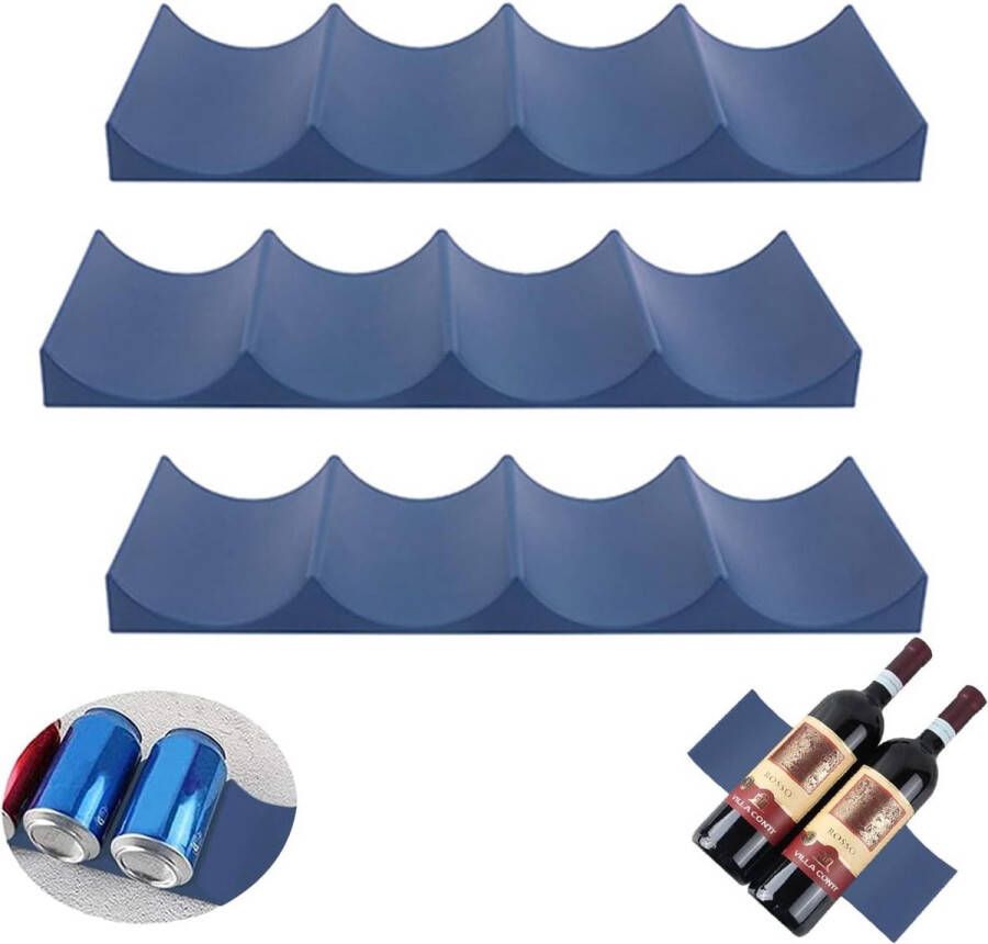 Flessenhouder Koelkast Set van 3 Stapelbare Plastic Antislip Europese Stijl Wijnrek voor Eettafels Voorraadkasten Kasten Koelkasten