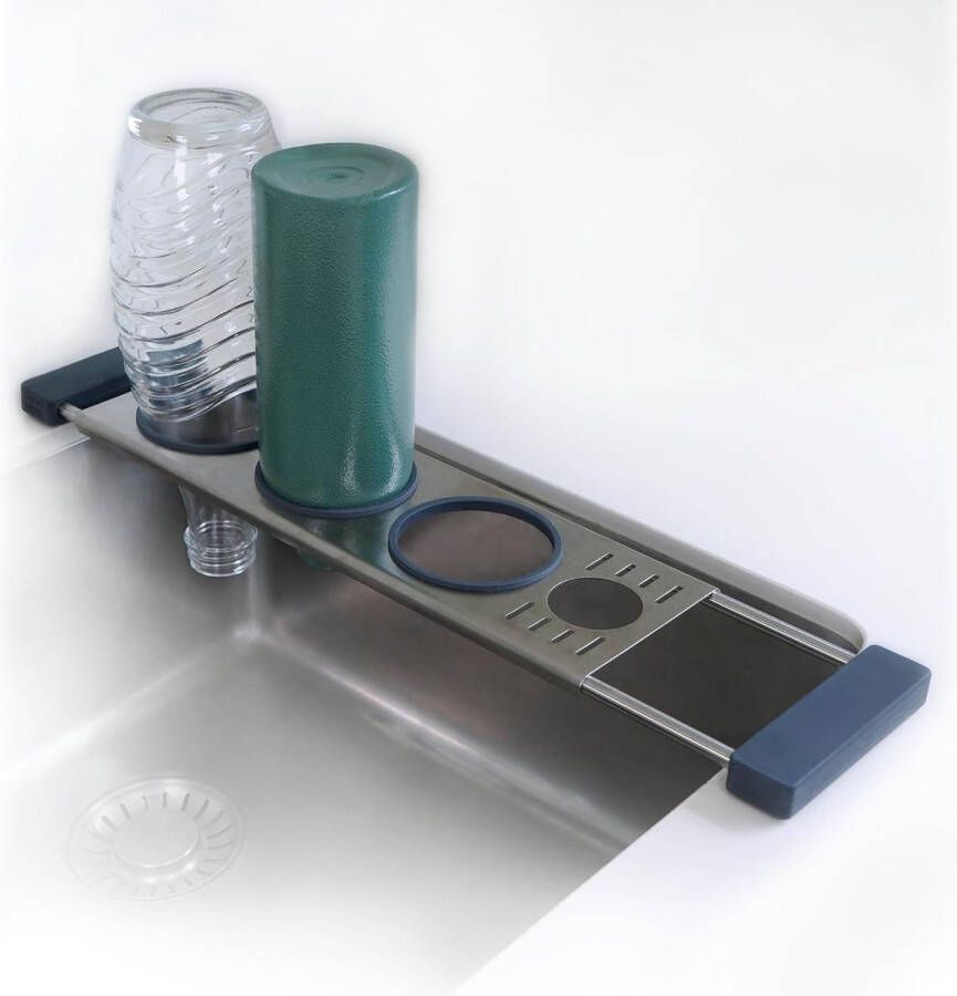 Flessenhouder spoelbakorganizer van roestvrij staal universele flessendroger voor drinkflessen babyflessen enz. uittrekbaar 38-57 cm