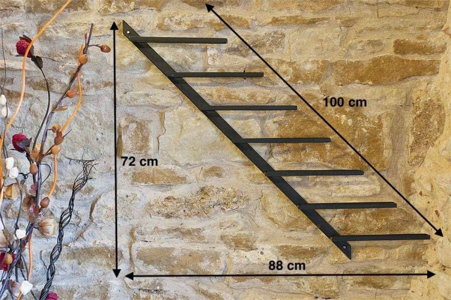 Flessenhouder wijnrek Diagon 100cm van metaal flessenstandaard wandrek bar (rechts rechteruitvoering)