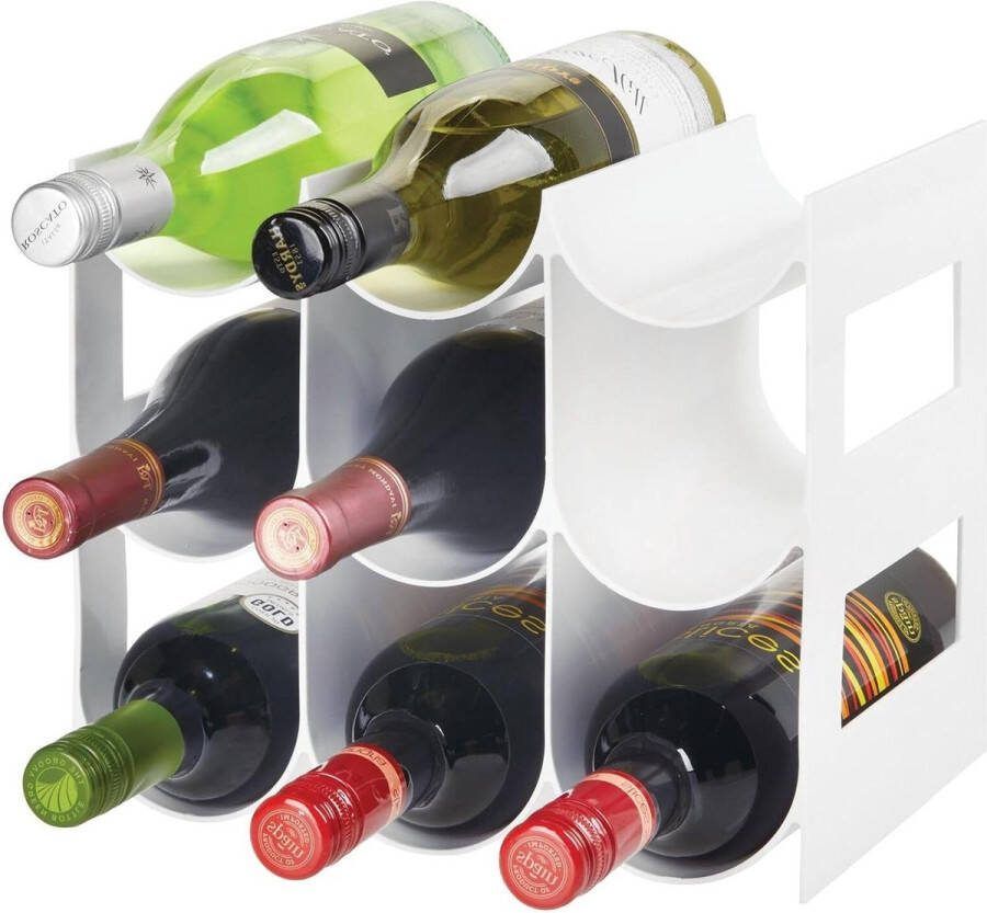 Flessenrek met 3 etages en 9 houders voor aanrechten voorraadkasten en koelkasten wit water bottle organizer