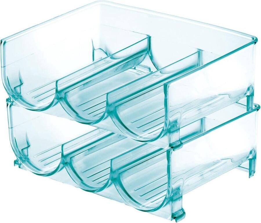 Flessenrek voor waterflessen 2-delige set maximaal 3 flessen blauwe tint water bottle organizer