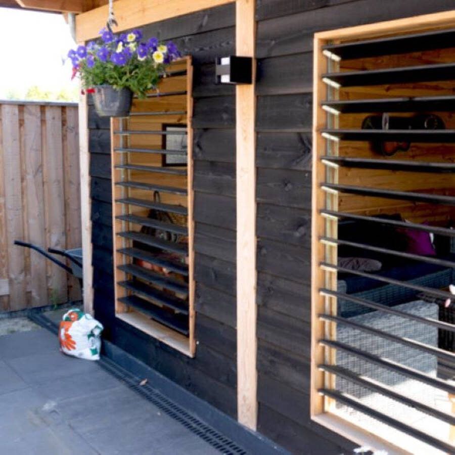 Flex fence draaibare lamellen 95 cm zwart RVS 2 stuks