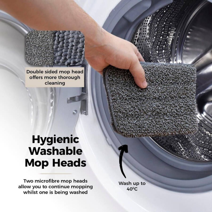 Flexi Spray Mop Dubbelzijdige kop Met Flexi-neck Latte Grijs Handig schoonmaakmiddel voor vloeren