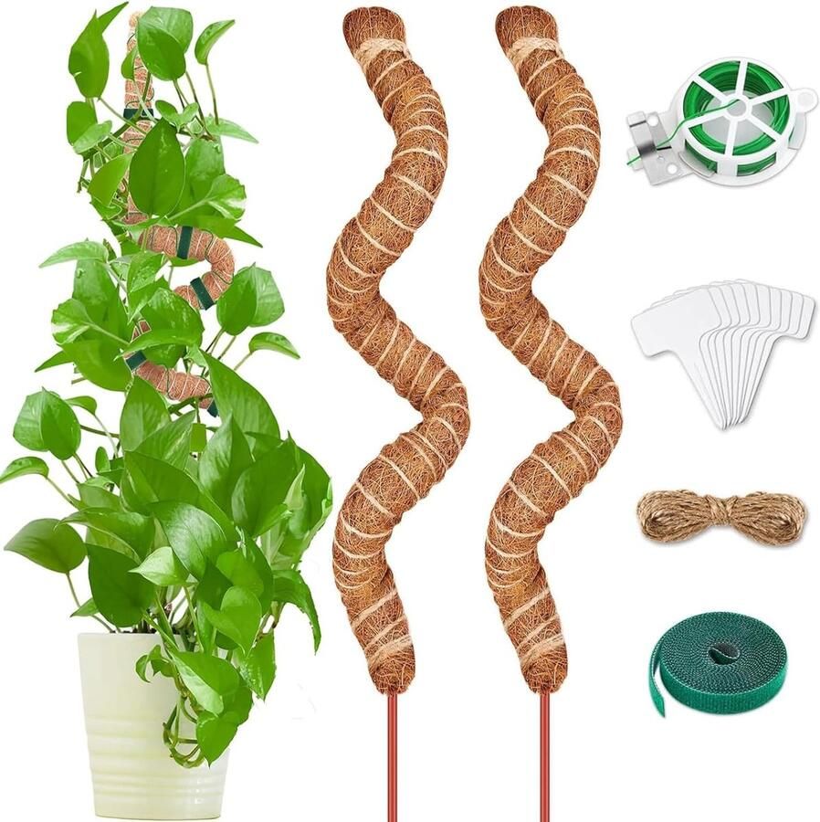 Flexibele Kokerstokken van 120 cm met Natuurlijke Kokosvezels voor Klimplanten Set van 2 Stuks