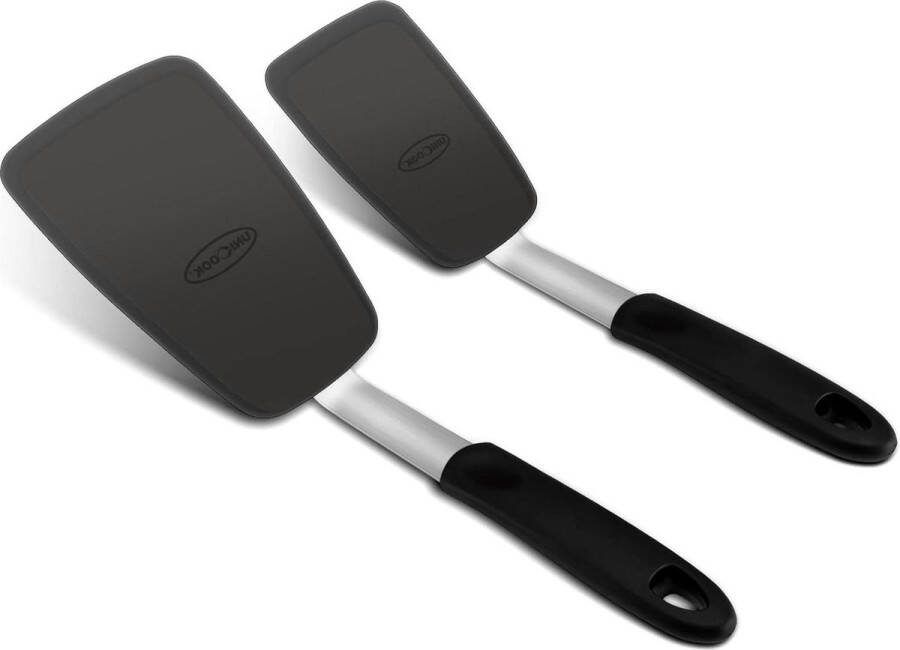 Flexibele siliconen spatel 2-pack keukengerei hittebestendige anti-aanbak keukendraaier ideaal voor het omdraaien van eieren pannenkoek keukengerei