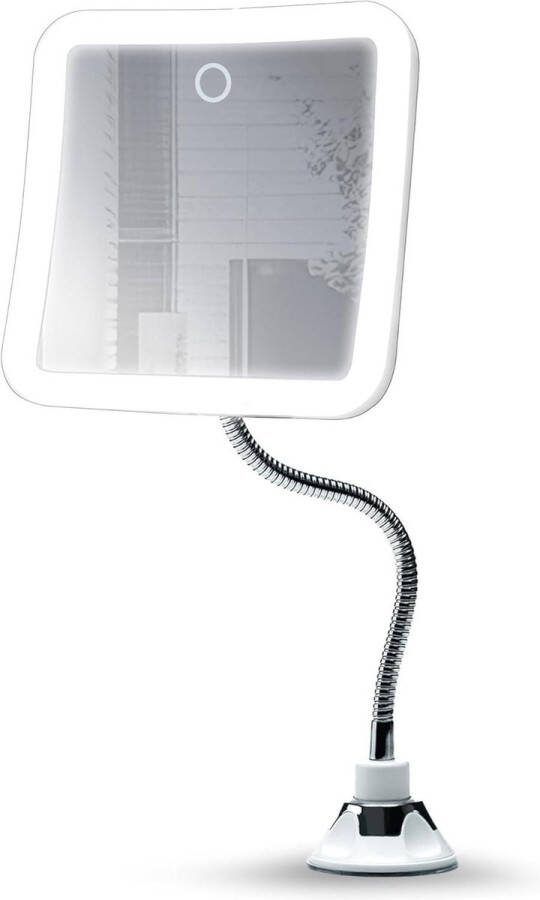 Flexibele Spiegel met Verlichting en 10x Vergroting Oplaadbaar 3 Lichtkleuren Zwanenhals Vergrootspiegel Make-up Spiegel met Zuignap voor Scheren 360° Draaibaar
