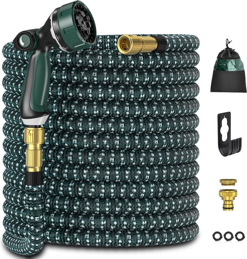 Flexibele tuinslang rekbare waterslang 10 sproeipatronen 3750D duurzaam 4-laagse latexkern 15 m water hose for gardenwater hose for garden