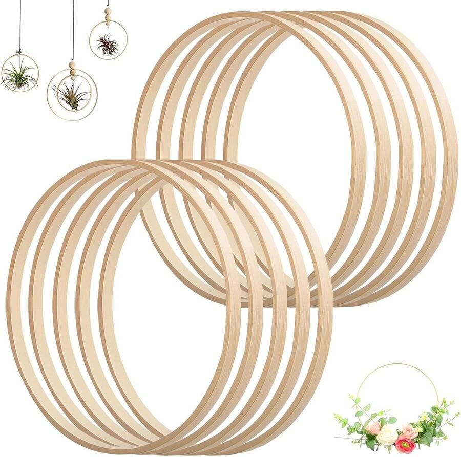 Floral Hoop 10 stuks Houten bamboe hoop ringen Set bloemen hoepel decoratie Dromenvanger krans bruiloft