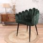DS4U Flower Eetkamerstoel Velvet Groen Velours Armstoel Eetkamer Stoel Zwart Metalen Poten Design Zacht en Comfortabel Met Armleuning Kuipstoel Fluweel - Thumbnail 1