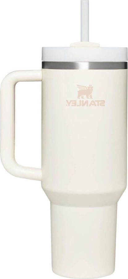 FlowState Tumbler 1.2L 11 Uur Koud 48 Uur met ijs Beker met Rietje Handvat en Deksel Vaatwasmachinebestendig Thermosbeker voor Koude of Warme dranken Cream Tonal