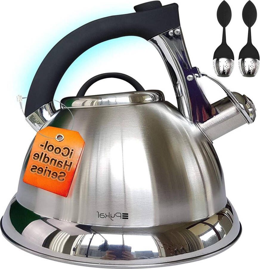 Fluitketel 2 8 liter Roestvrijstalen iCool Handvat Theepot met Infusers Voor Gas- of Inductieverhitter