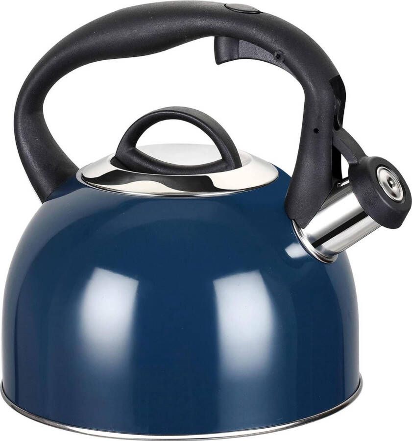 Fluitketel 2.5 l Roestvrij Staal Theeketel Marineblauw Kachel Top