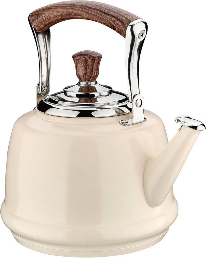Fluitketel roestvrij staal 2-kleurige fluit inductie capsulebodem Ø 145 cm 2 0 l Bianco Waterketel voor het koken