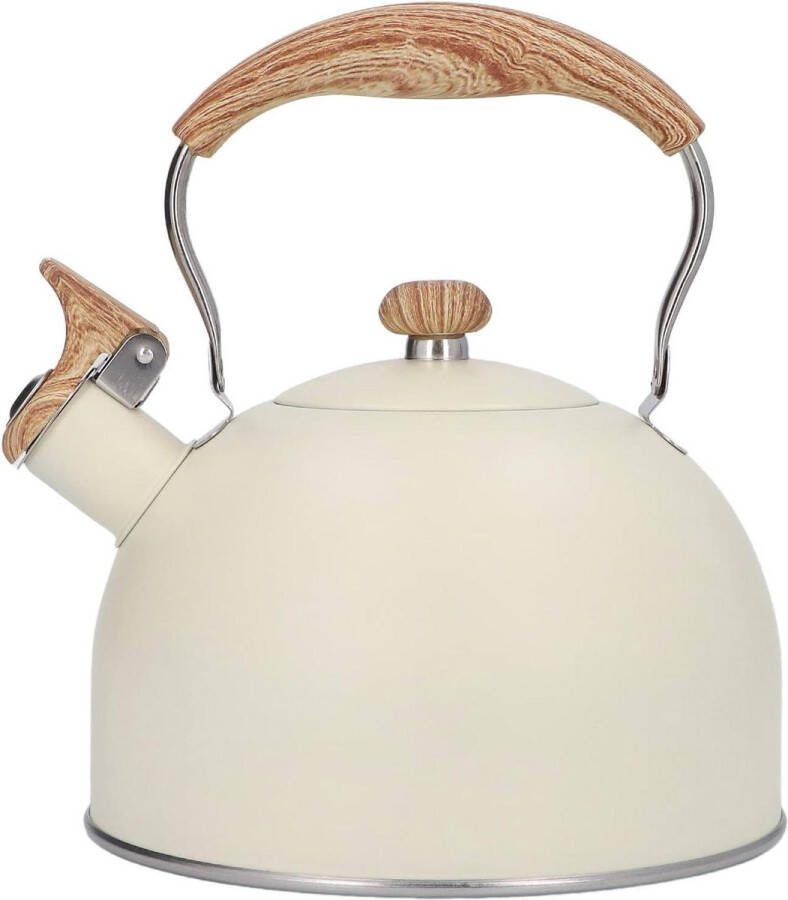 Fluitketel Theeketel 2 0.5 liter Roestvrij Staal Met Ergonomisch Handvat Beige