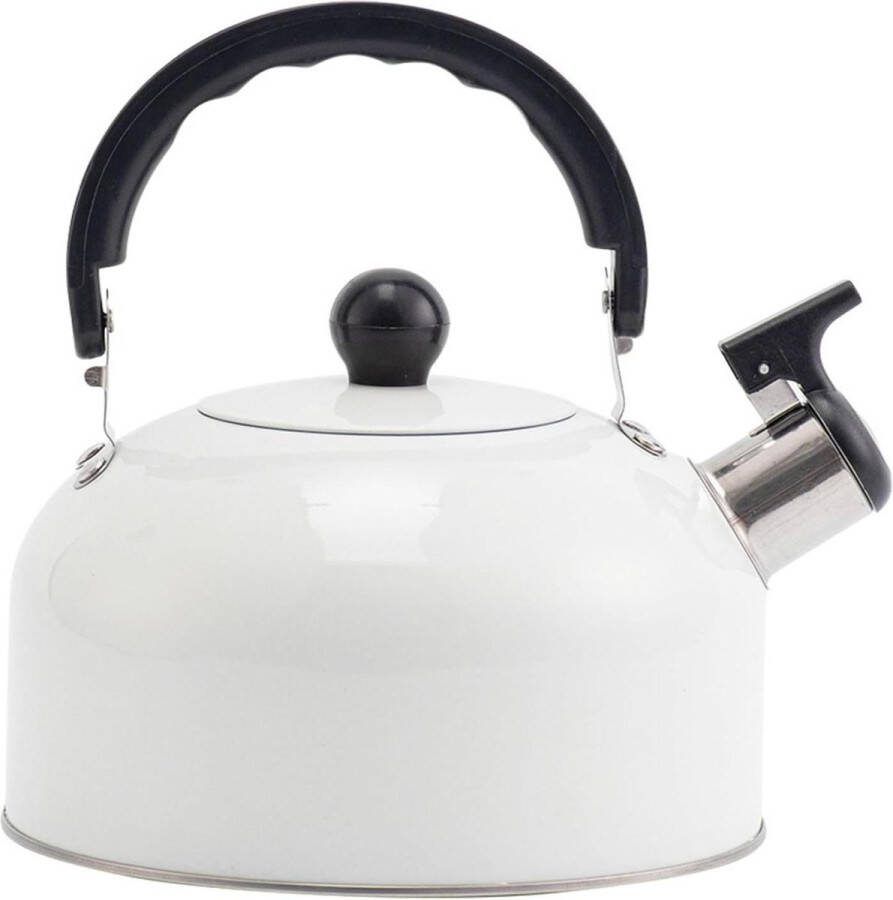 Fluitketel Theeketel 3 0 l roestvrijstalen waterketel met houtnerf handvat inductie wit