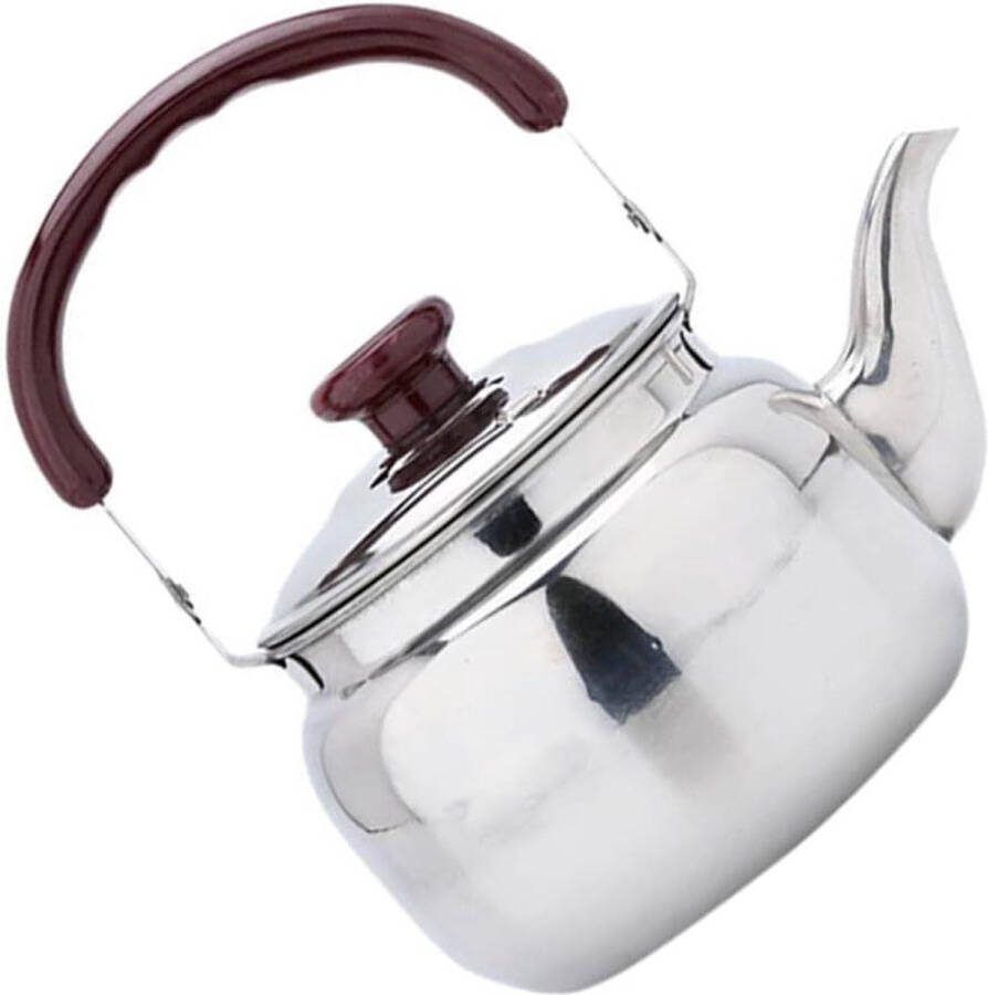 Fluitketel Theeketel 750 ml roestvrij staal gasfornuis vintage theepot met handvat voor keuken wandelen picknick camping zilver