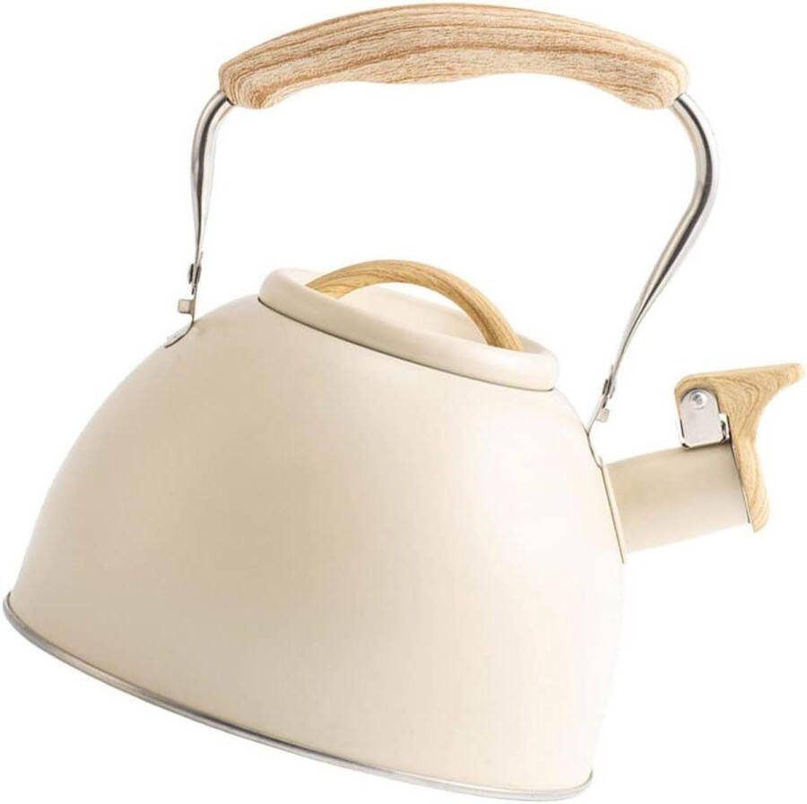 Fluitketel Theeketel roestvrij staal 3 0 l pijpketel gasfornuis pijpende waterketel inductie thee voor keuken wandelen picknick camping beige