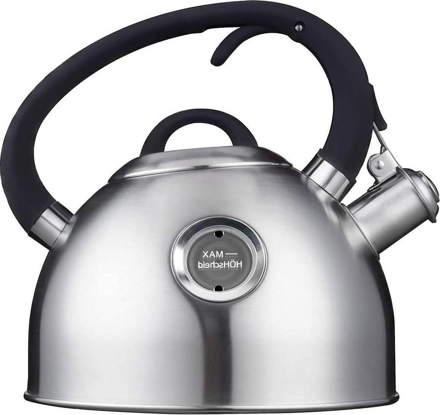 Fluitketel Theeketel Roestvrijstalen Waterkoker Inductie 2.5 l voor Camping Ergonomisch Gevormde Handgreep Kijkvenster Geschikt voor Alle Soorten Kachels