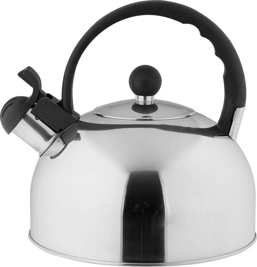 Fluitketel Zilver Zwart Roestvrij Staal Fornuis Theeketel Fluit Sandwichbodem 2 5 l