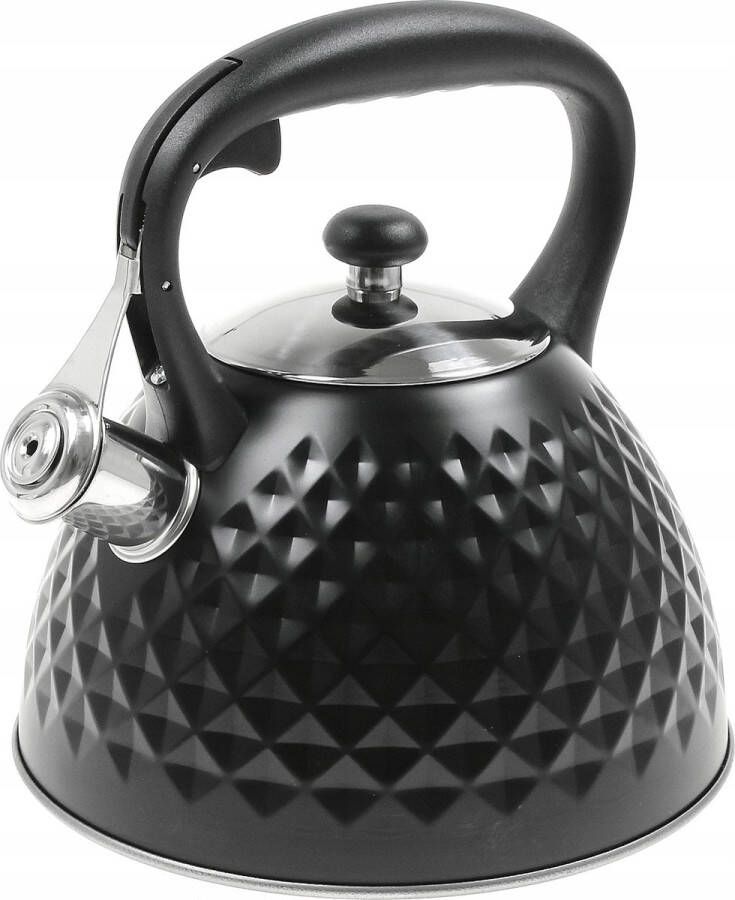 Fluitketel Zwart RVS – 3 L – Black Amethist – 3 JAAR GARANTIE – alle warmtebronnen Inductie Halogeen Gas Elektrisch