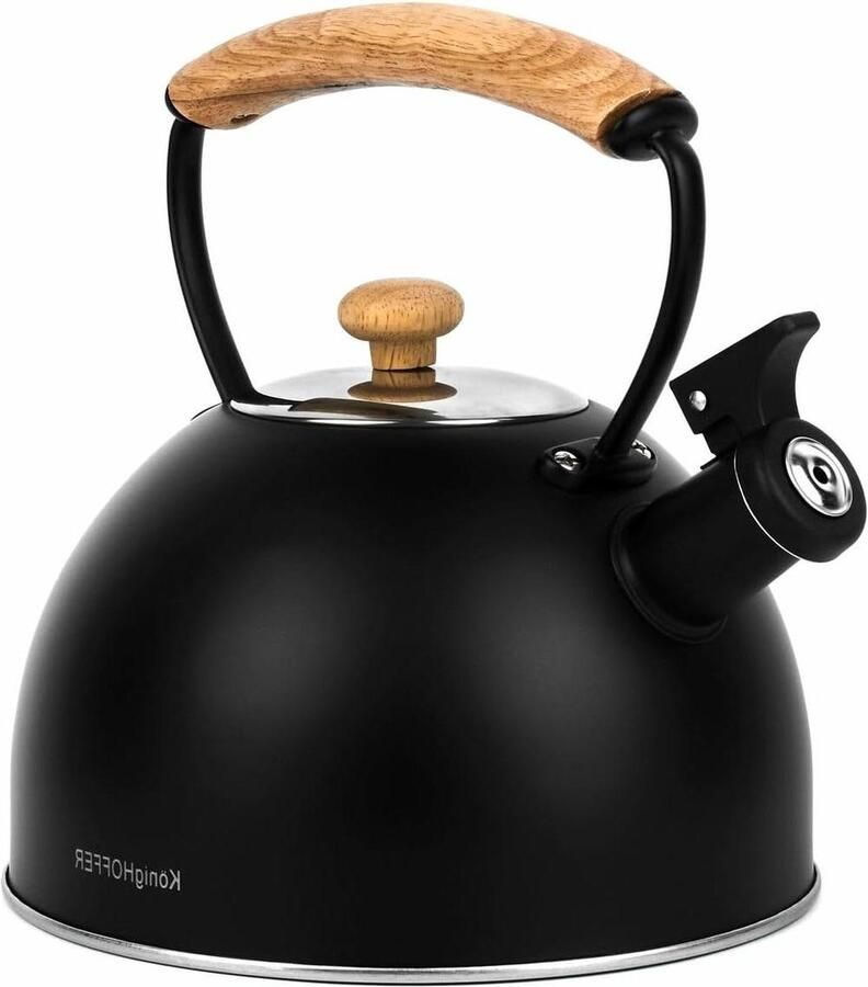 Fluitketel Theeketel inductie waterketel zwart mat 2 3 l retro waterkoker voor thee en koffie