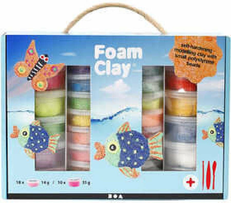 Foam Clay Boetseerklei Klei Set Kleuren 10 x 35 gram 18 x 14 gram 3 x boetseergereedschap 2 sets