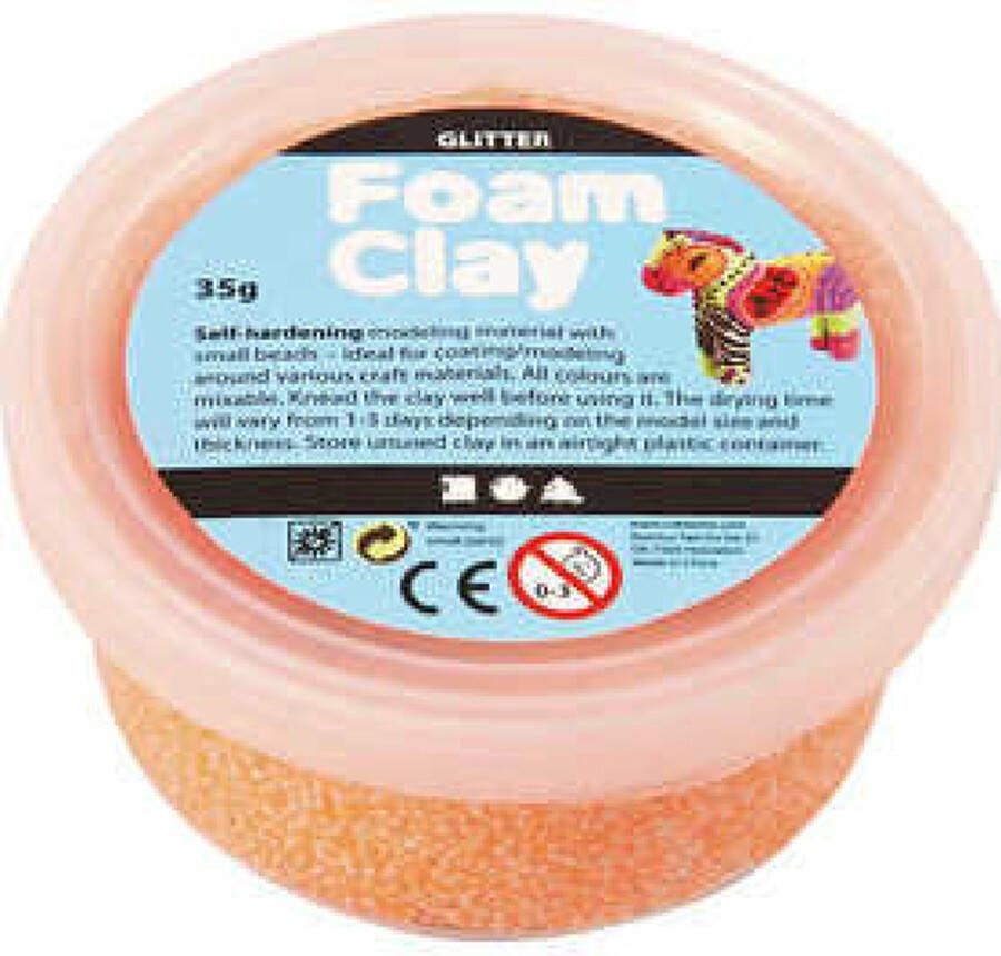 Foam Clay Boetseerklei Zelfhardend Met Styropor Balletjes Oranje Glitter 2 x 35 gram