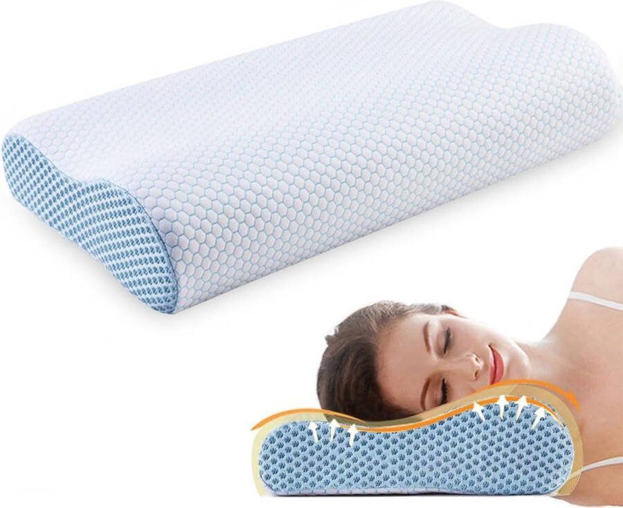 Foam hoofdkussen orthopedisch neksteunkussen voor zij- en rugslapers visco-slaapkussen met bamboe overtrek ergonomisch nekkussen voor HWS