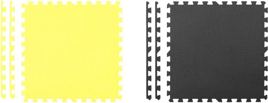 Foam puzzelmat 180x180cm 9 stuks grijs en geel