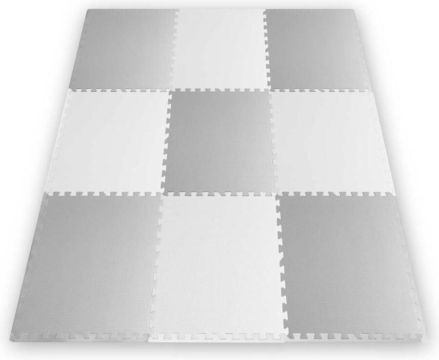 Foam puzzelmat wit en grijs 60 x 60 cm 9 st