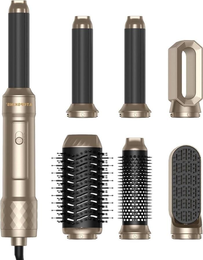 Föhnborstel 6-in-1 airstyler set 1000 W haarstyler met warme luchtborstel automatische krultang voor alle haartypes