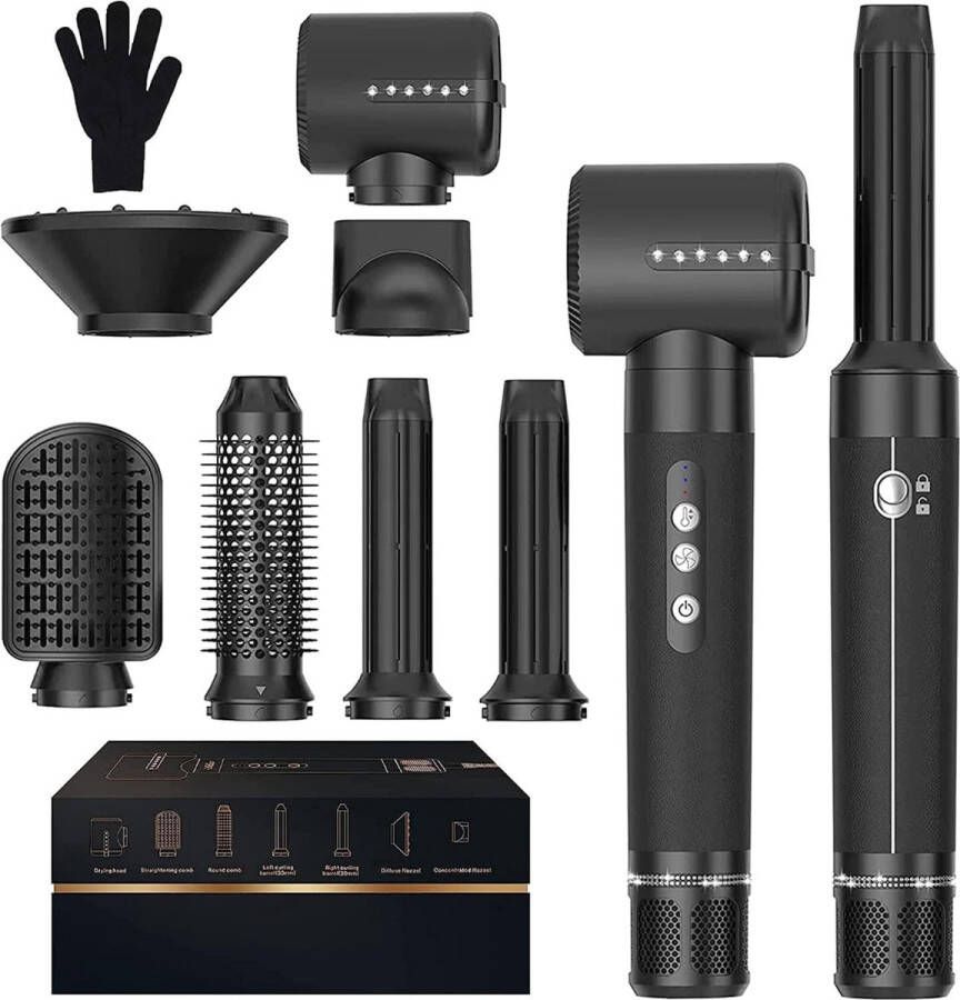 Föhnborstel Set Hairdryer 7 In 1 Met Verschillende Hoofden 1400W Automatische Functies Stil En Veilig