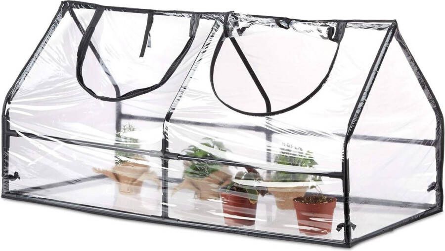 Folie kweekkas PVC aflopend dak balkon & tuin HBD 60x120x60 cm transparant Kweekbak