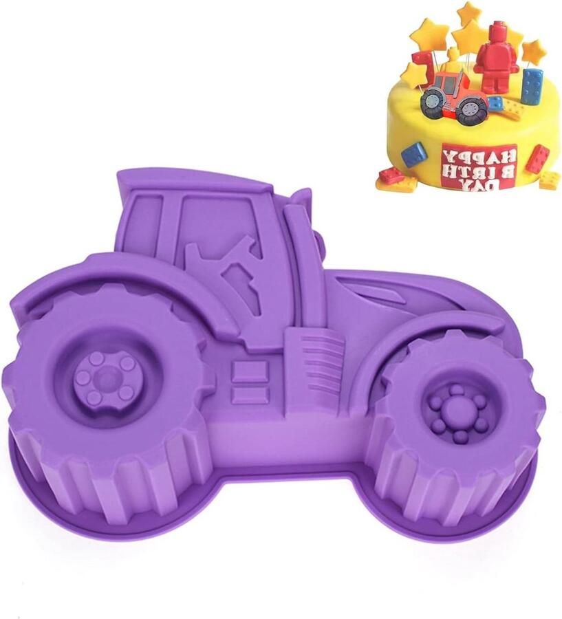 Fondant Mallen Tractor Siliconen Taartvorm Kinderen Verjaardag Bakvorm Purper